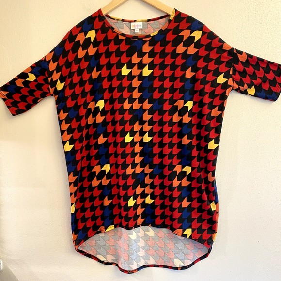 LuLaRoe RETIRED Irma Women's XS Black Red Orange Arrows mid-length sleeves - Picture 1 of 7